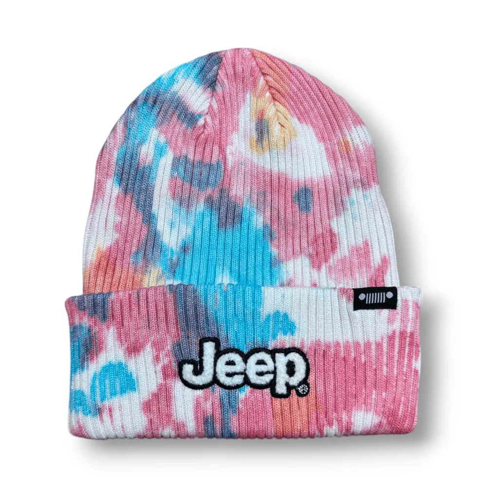 Hat - Jeep Text Flip Knit Tie-Dye - Cotton Candy 1