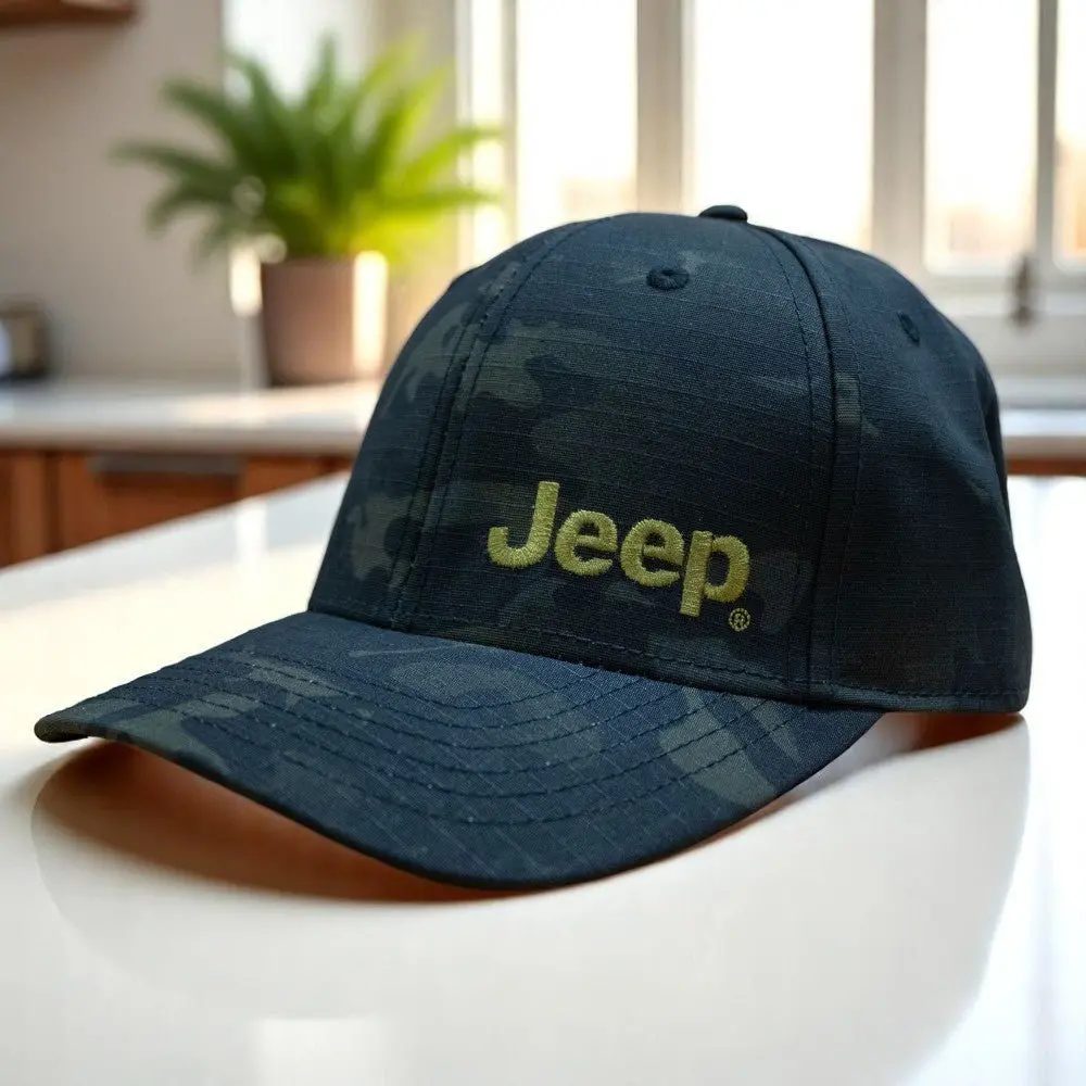 Hat - Jeep Text Lp - Black Camo/Green 1