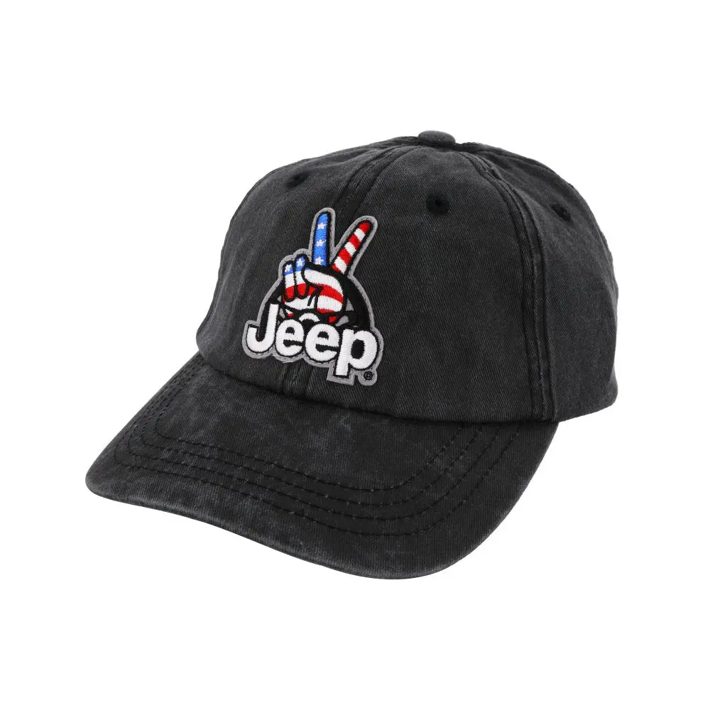 Hat - Jeep Wave Usa Chino Twill Patch Hat - Washed Black 1