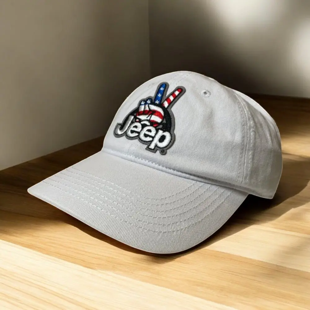 Hat - Jeep Wave Usa Chino Twill Patch Hat - White 1