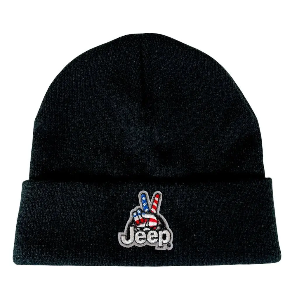 Hat - Jeep Wave Usa Patch Flip Knit - Black 1