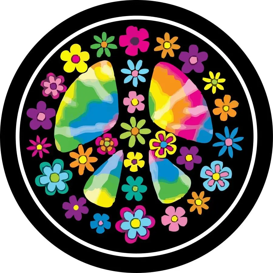 Hippie Style Peace Sign Flower Tie Dye 1