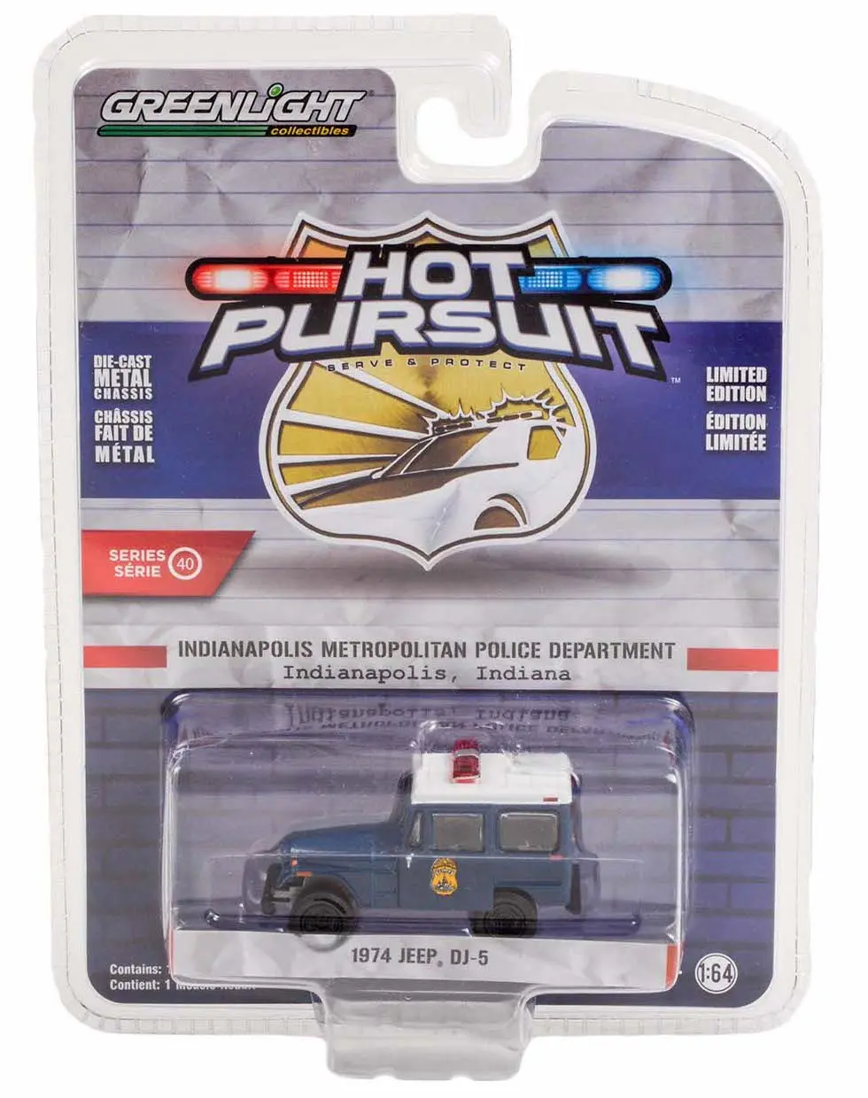 Hot Pursuit 42980A 1974 Jeep Dj-5 Indianapolis Metro Police 1:64 Diecast 1