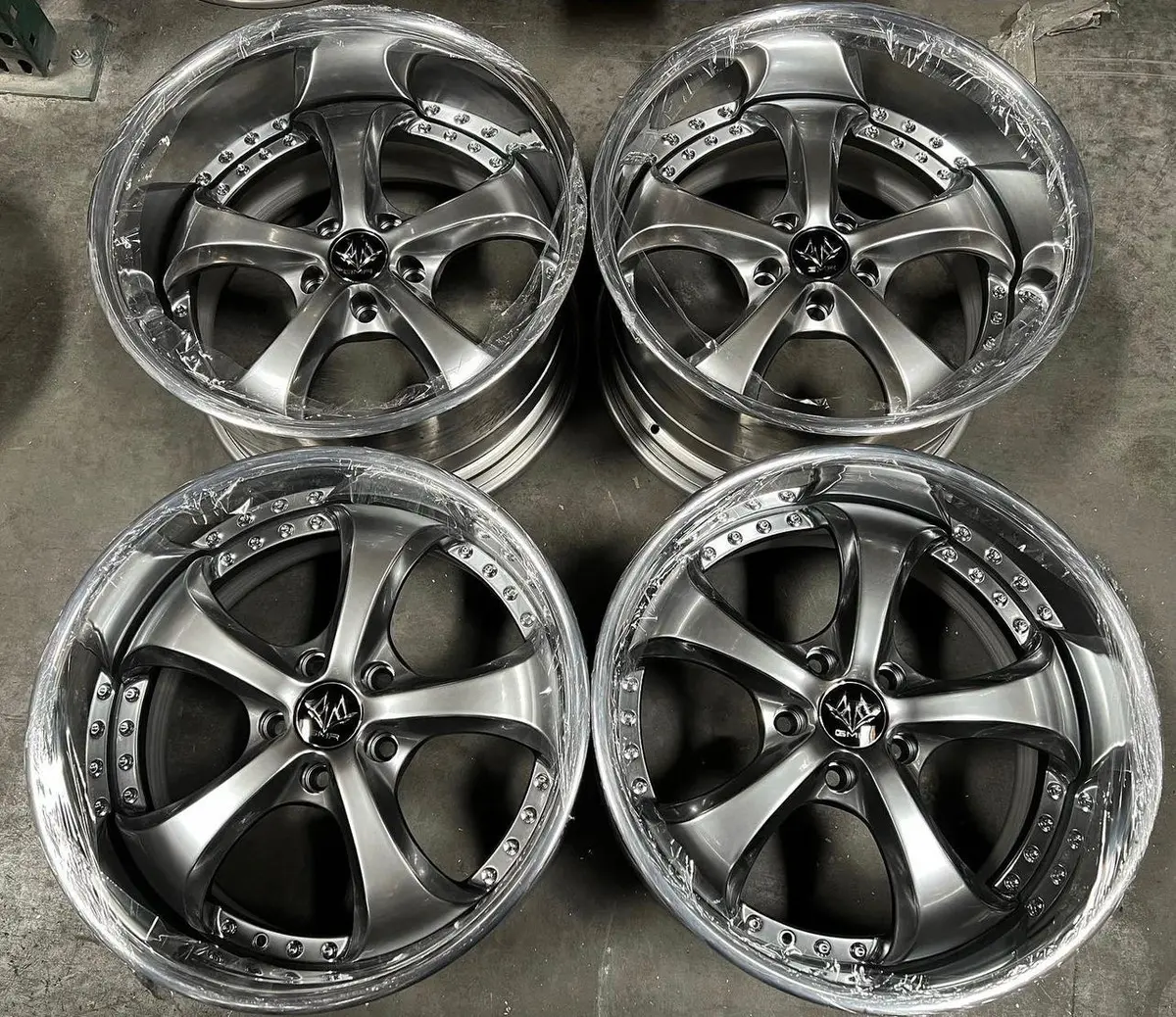 GMR Saint 18-Inch Alloy Wheels — 5x114.3 Bolt Pattern, Hyper Black Finish