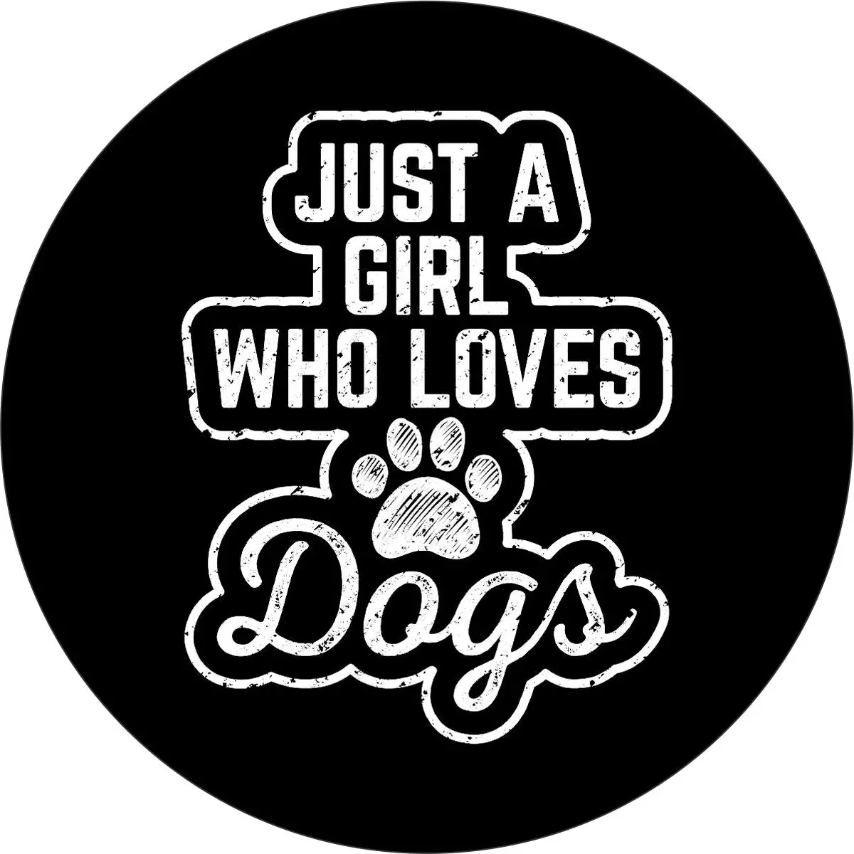 Just A Girl Who Loves Dogs And Paw Print Spare Tire Cover For Jeep, Bronco, Rv, Van, Camper 1