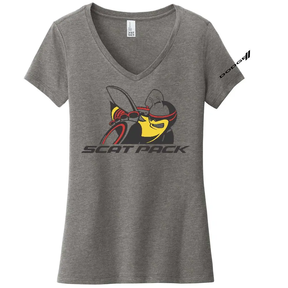 Ladies V-Neck Dodge Scat Pack - Heather Grey 1
