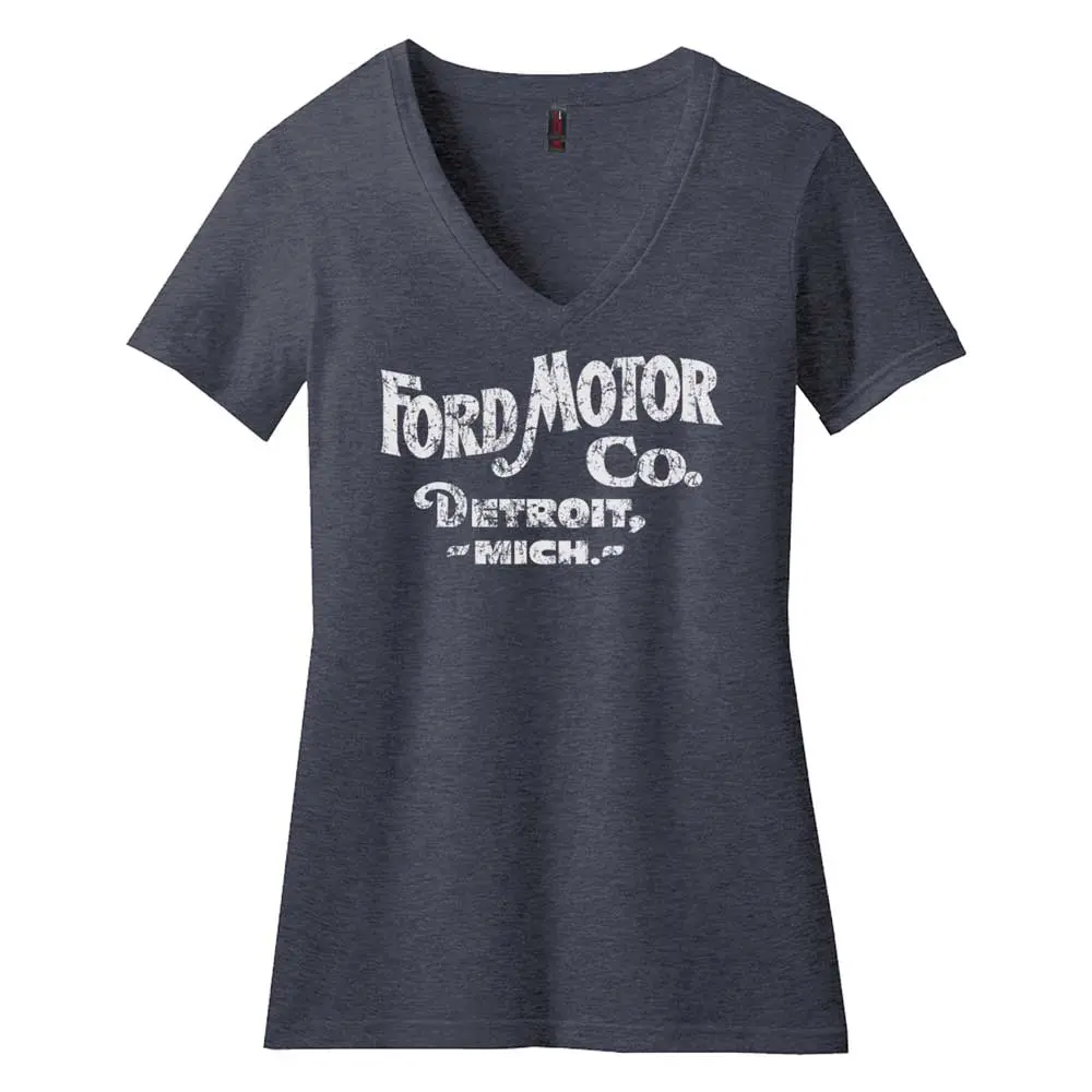 Ladies V-Neck - Ford Distressed 1903 Text 1