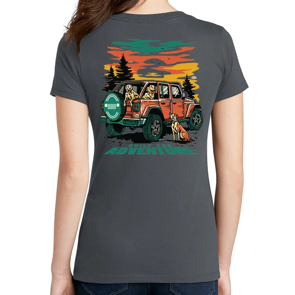 Ladies V-Neck - Jeep® Dogs Built For Adventure 1