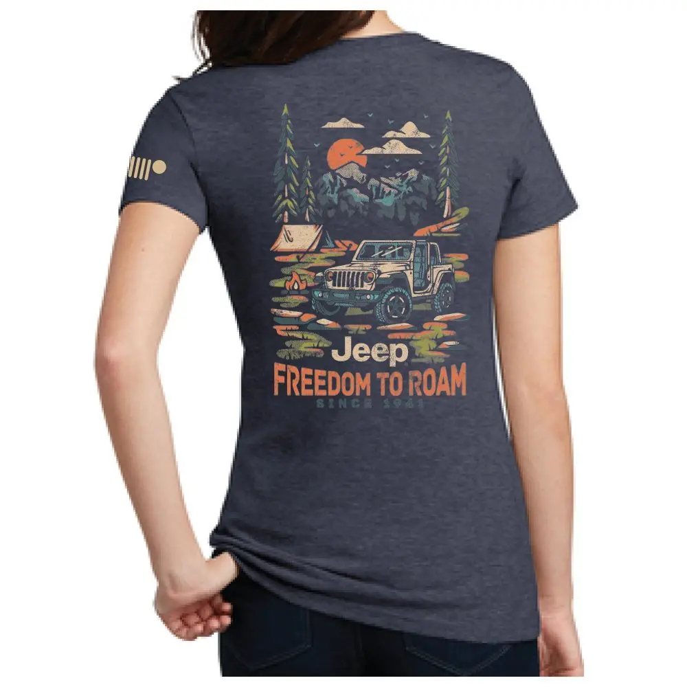 Ladies V-Neck Jeep® Freedom To Roam - Navy Blue 1