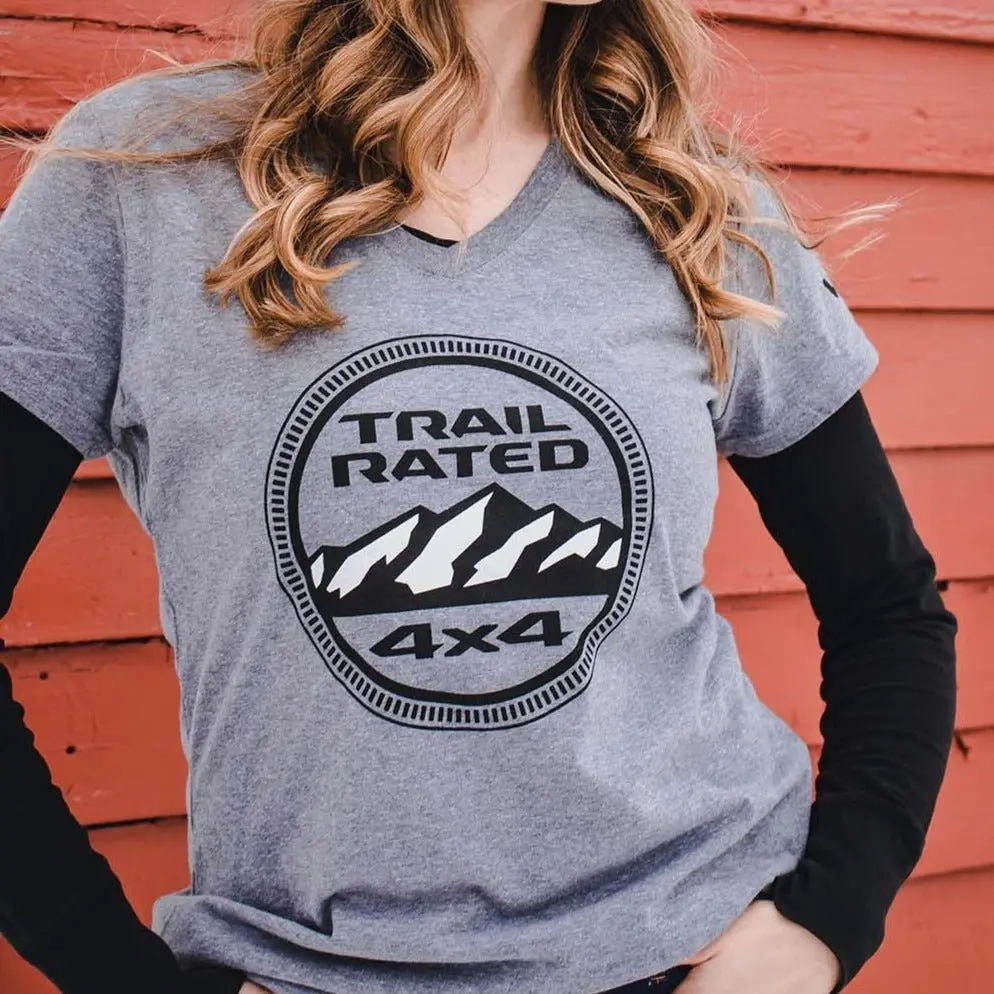 Ladies V-Neck - Jeep® Trail Rated - Heather Grey 3