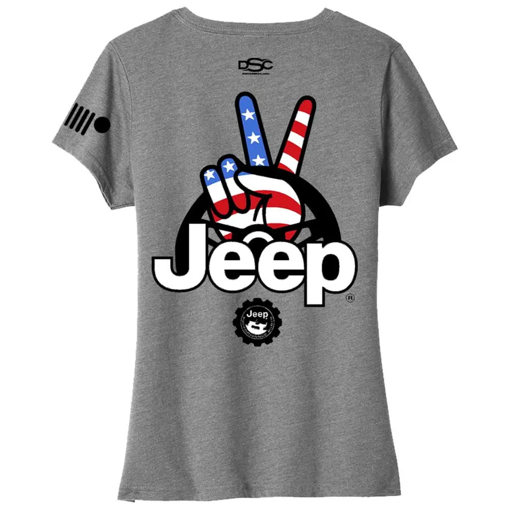 Ladies V-Neck Jeep® Wave Usa - Graphite Heather 1