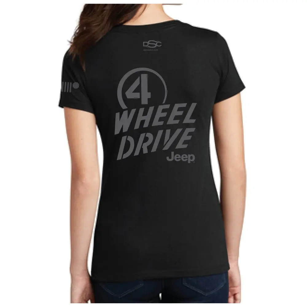 Ladies V-Neck Jeep® Willys 4Wd - Black 1