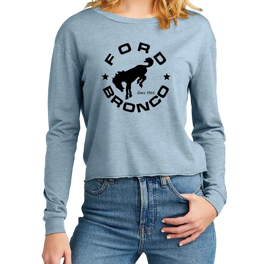 Ladies Midi Long Sleeve Ford Bronco Circle - Flint Blue Heather 1