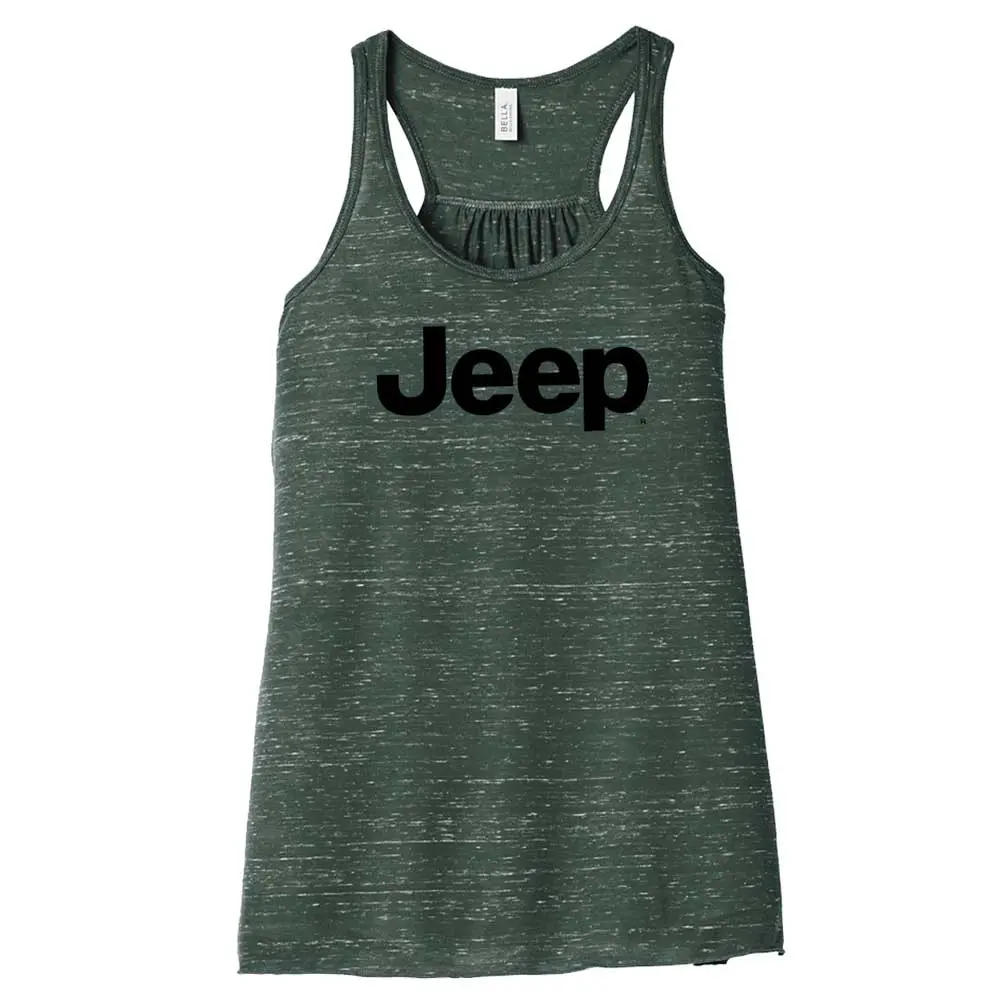 Ladies Relaxed Racerback Tank Top - Jeep® Text Forest Marble 1