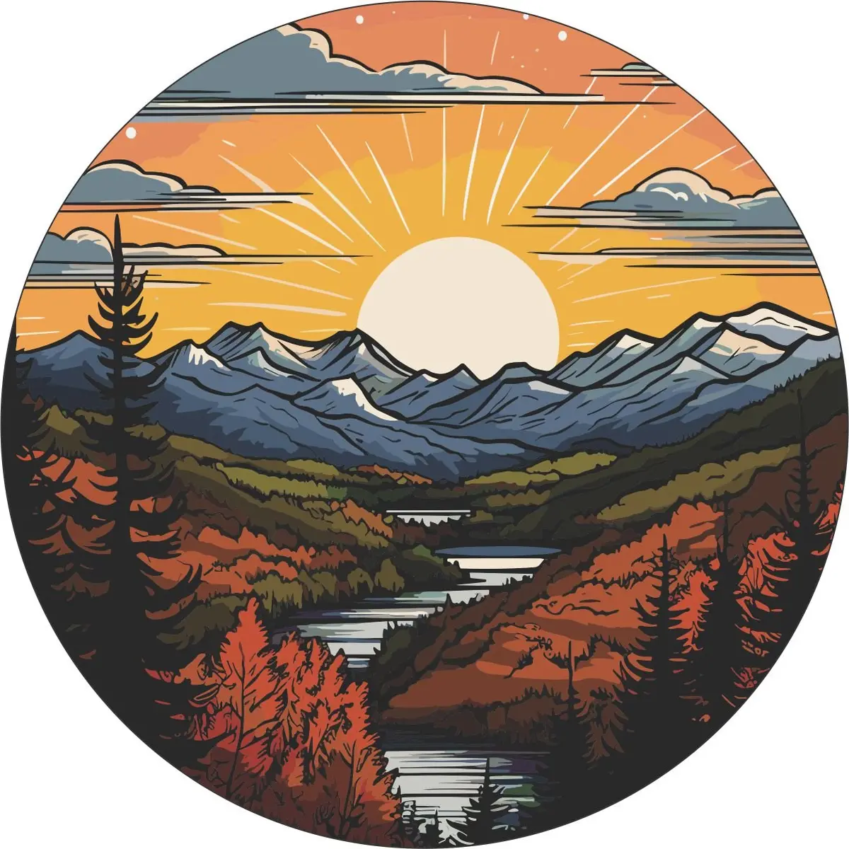 Long Range Mountain Views Spare Tire Cover For Jeep, Bronco, Rv, Camper, Trailer, & More 1