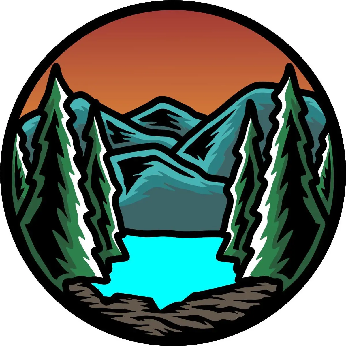 Lost In The Woods At Sunset Moutain Spare Tire Cover 1
