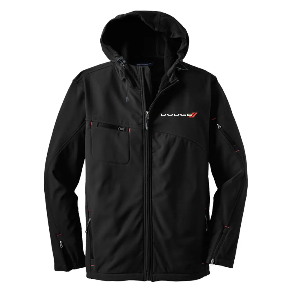 Mens Dodge® Logo Hooded Softshell Jacket - Black 1