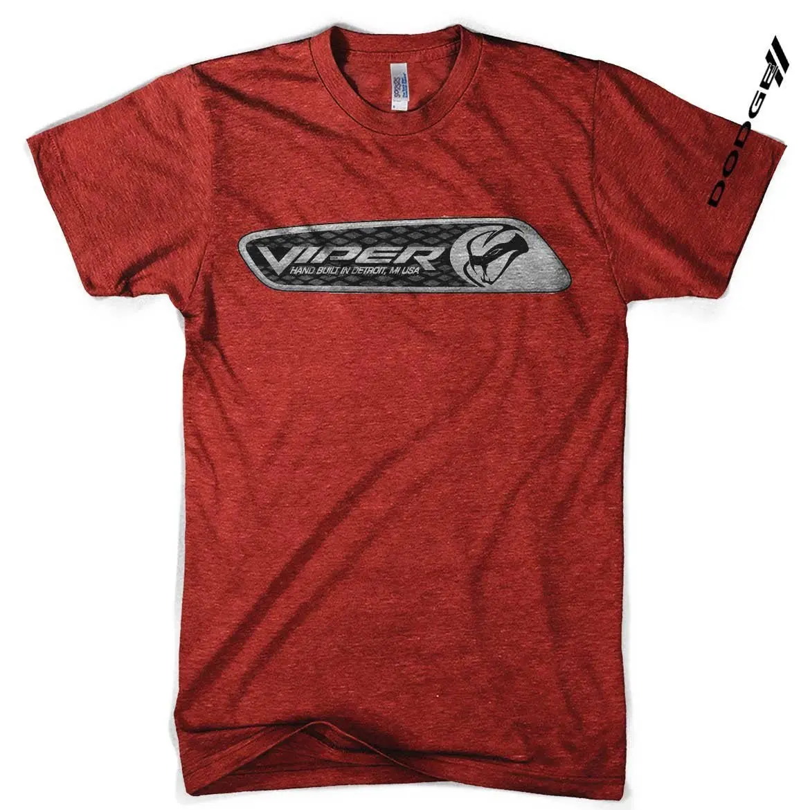 Mens T-Shirt Dodge Viper Dash Plaque (Heather Red) - Final Sale 1