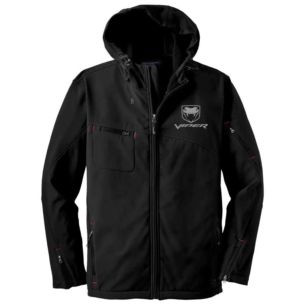 Mens Dodge® Viper Fangs Hooded Softshell Jacket - Black 1
