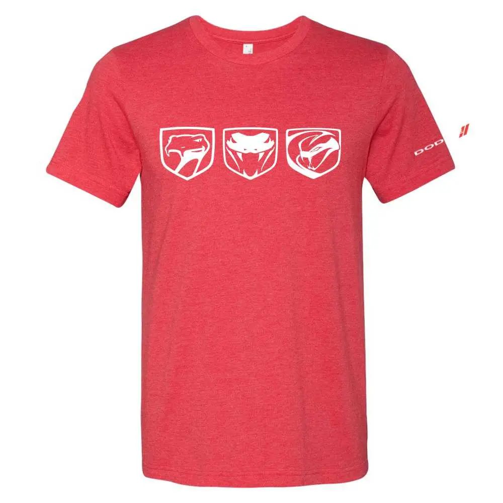 Mens T-Shirt Dodge Viper Tri-Logo (Heather Red) - Final Sale 1