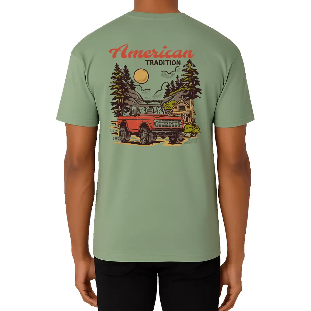 Mens T-Shirt Ford Bronco American Tradition - Artichoke 1