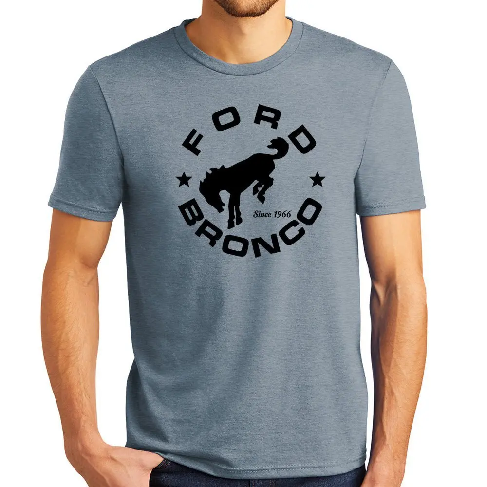 Mens T-Shirt Ford Bronco Circle - Flint Blue Heather 1