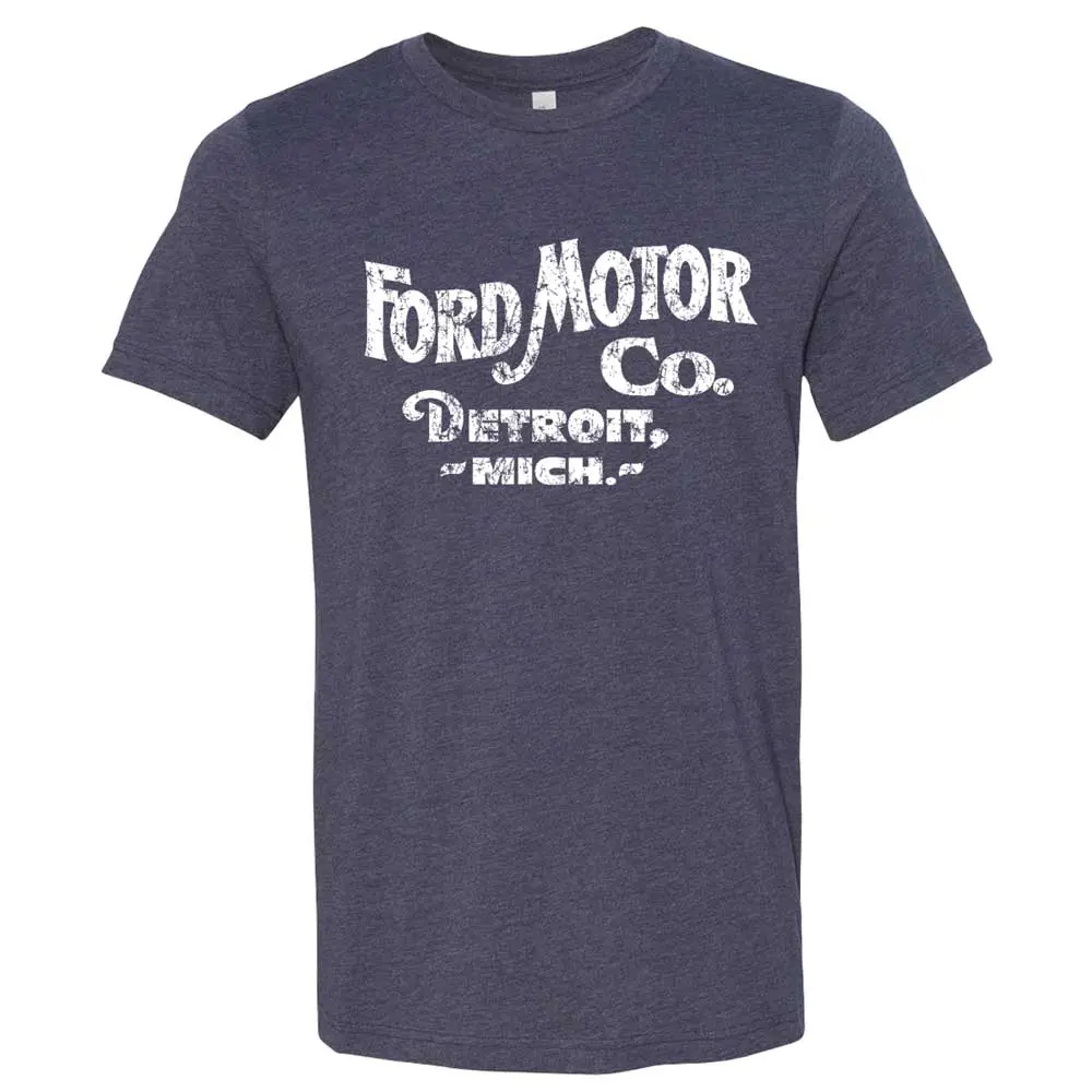 Mens T-Shirt Ford Distressed 1903 Text - Triblend Heather Navy 1