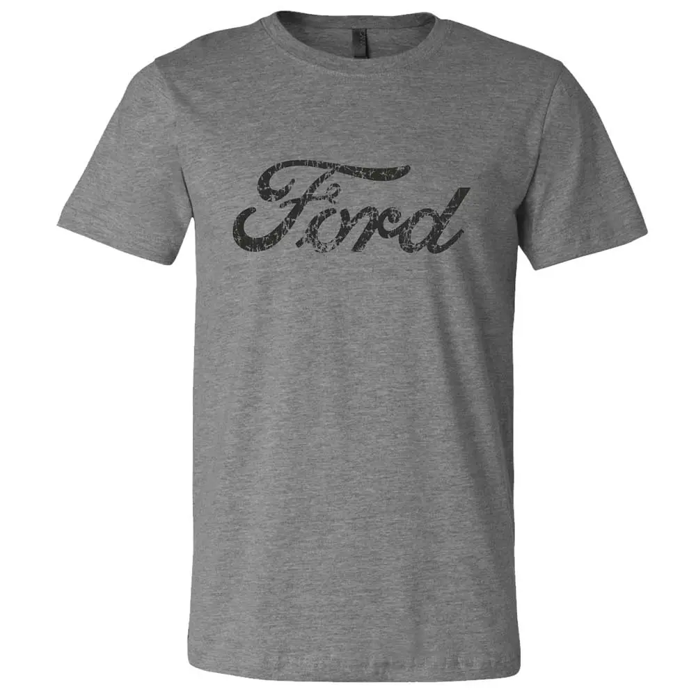 Mens T-Shirt Ford Distressed Text - Oxford Grey 1