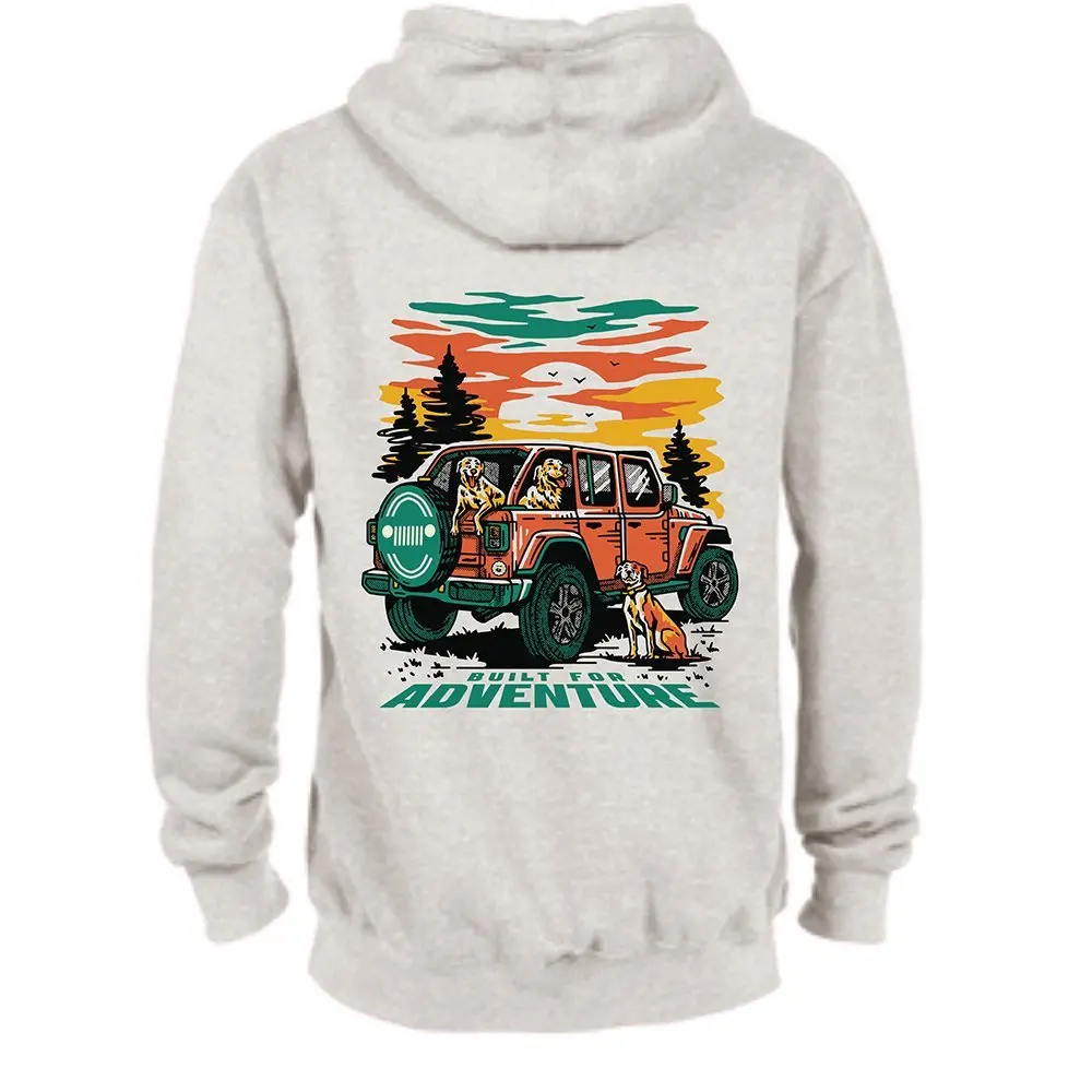 Mens Jeep® Built/Dogs Hoodie - Oatmeal Heather 1