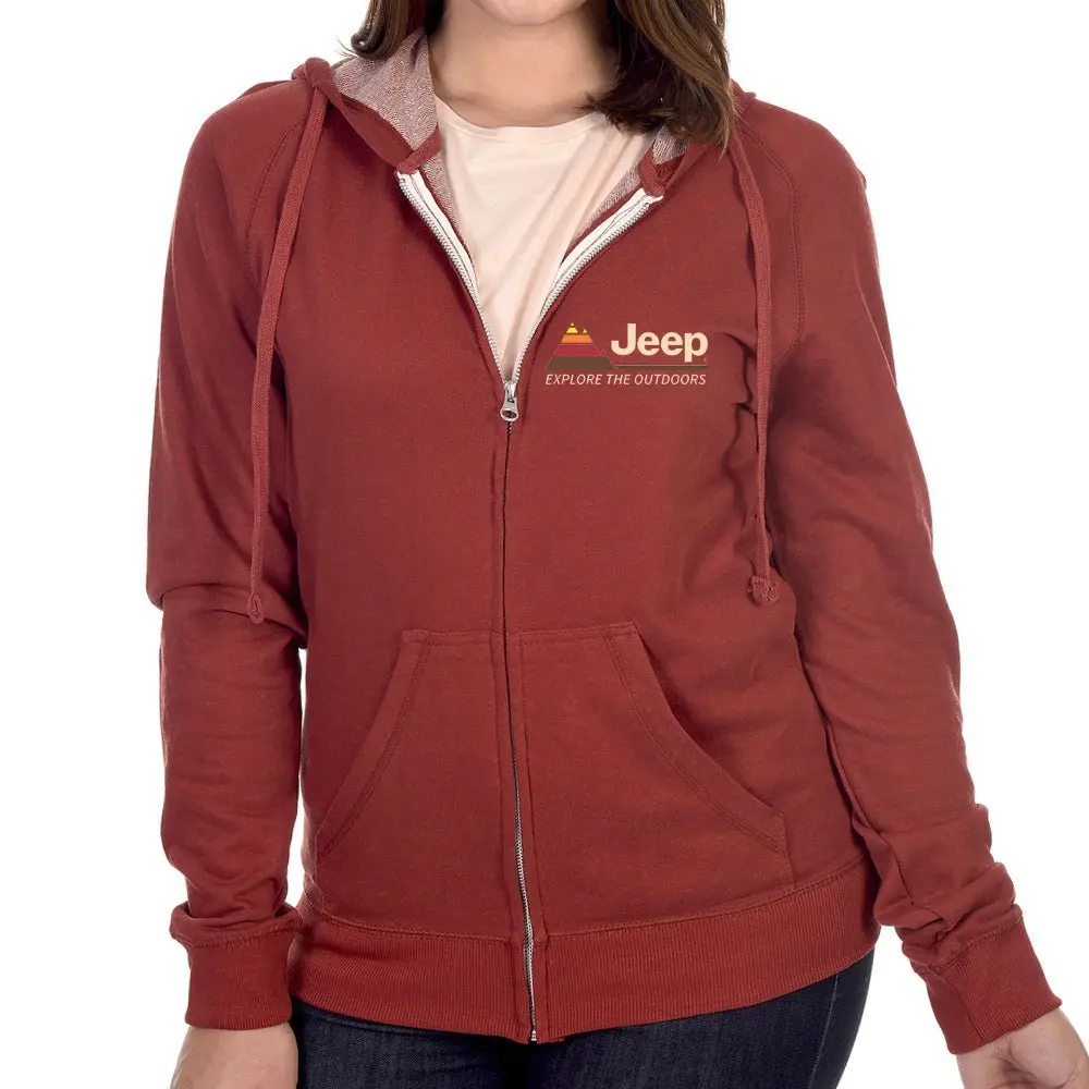 Mens Jeep® Explore The Outdoors Zip French Terry Hooded Sweatshirt - Spice Heather 1
