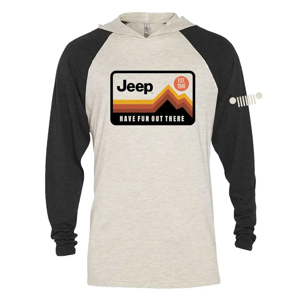 Mens Long Sleeve Hooded T-Shirt Jeep® Have Fun Out There - Black / Natural-Final Sale 1