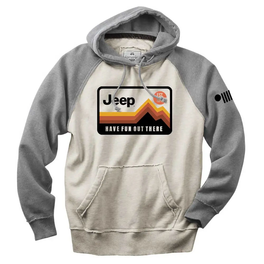 Mens Jeep® Have Fun Out There Vintage Hoodie - Grey/Natural 1