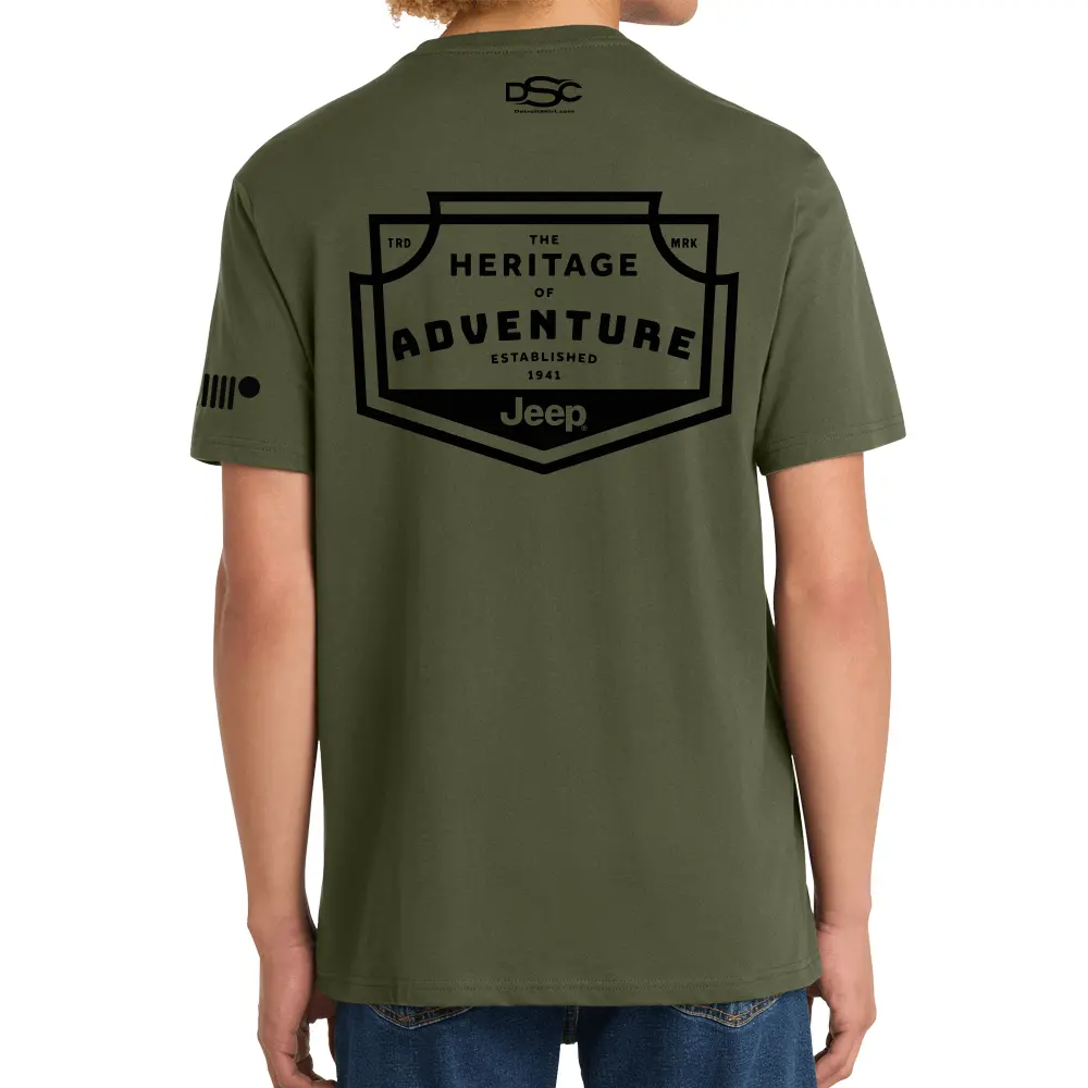 Mens T-Shirt Jeep® Heritage Of Adventure Badge - Olive Green 1