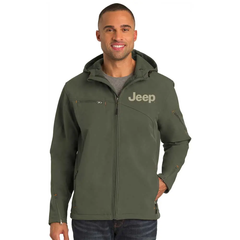 Mens Jeep® Hooded Softshell Jacket - Mineral Green 1