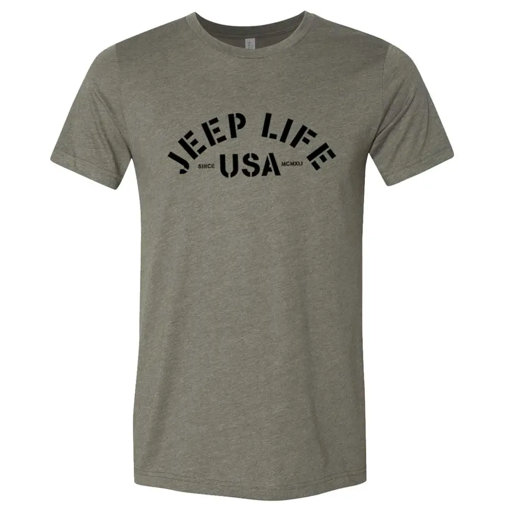 Mens T-Shirt Jeep® Life Usa - Heather Military Green 1