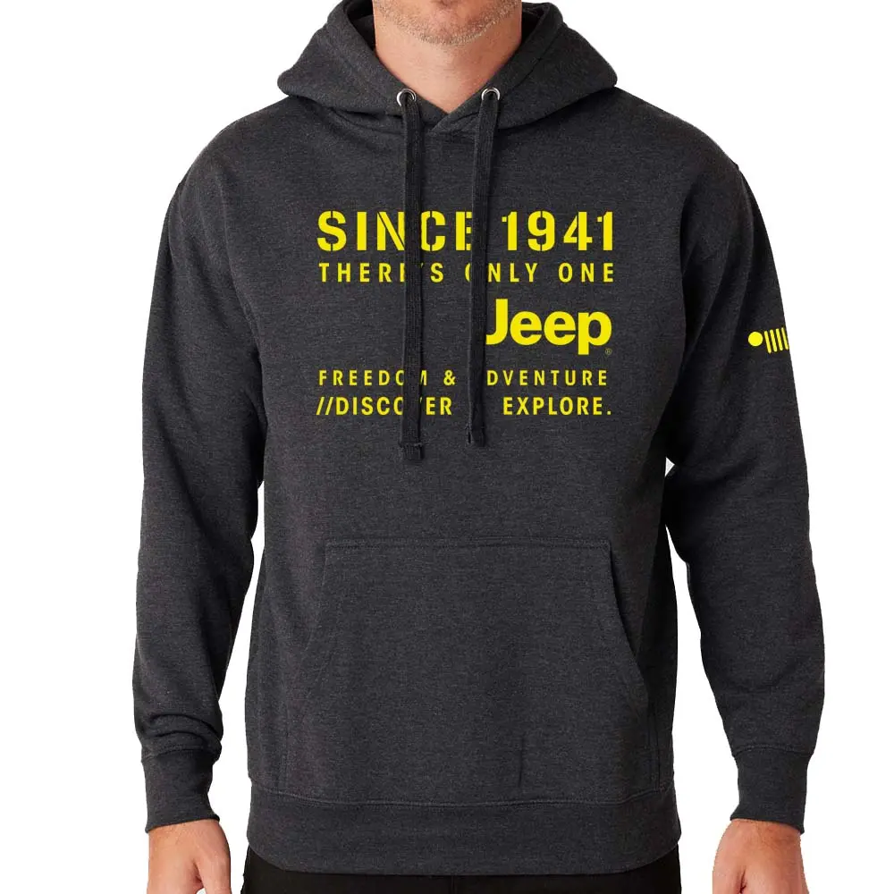 Mens Jeep® Stencil Hoodie - Heather Charcoal 1
