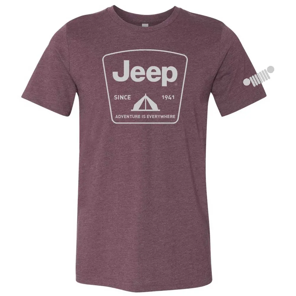 Mens T-Shirt Jeep® Tent Badge - Heather Burgundy 1