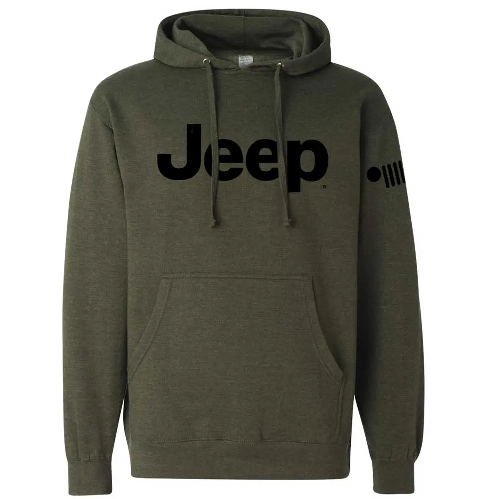 Mens Jeep® Text Hoodie - Heather Army Green 1