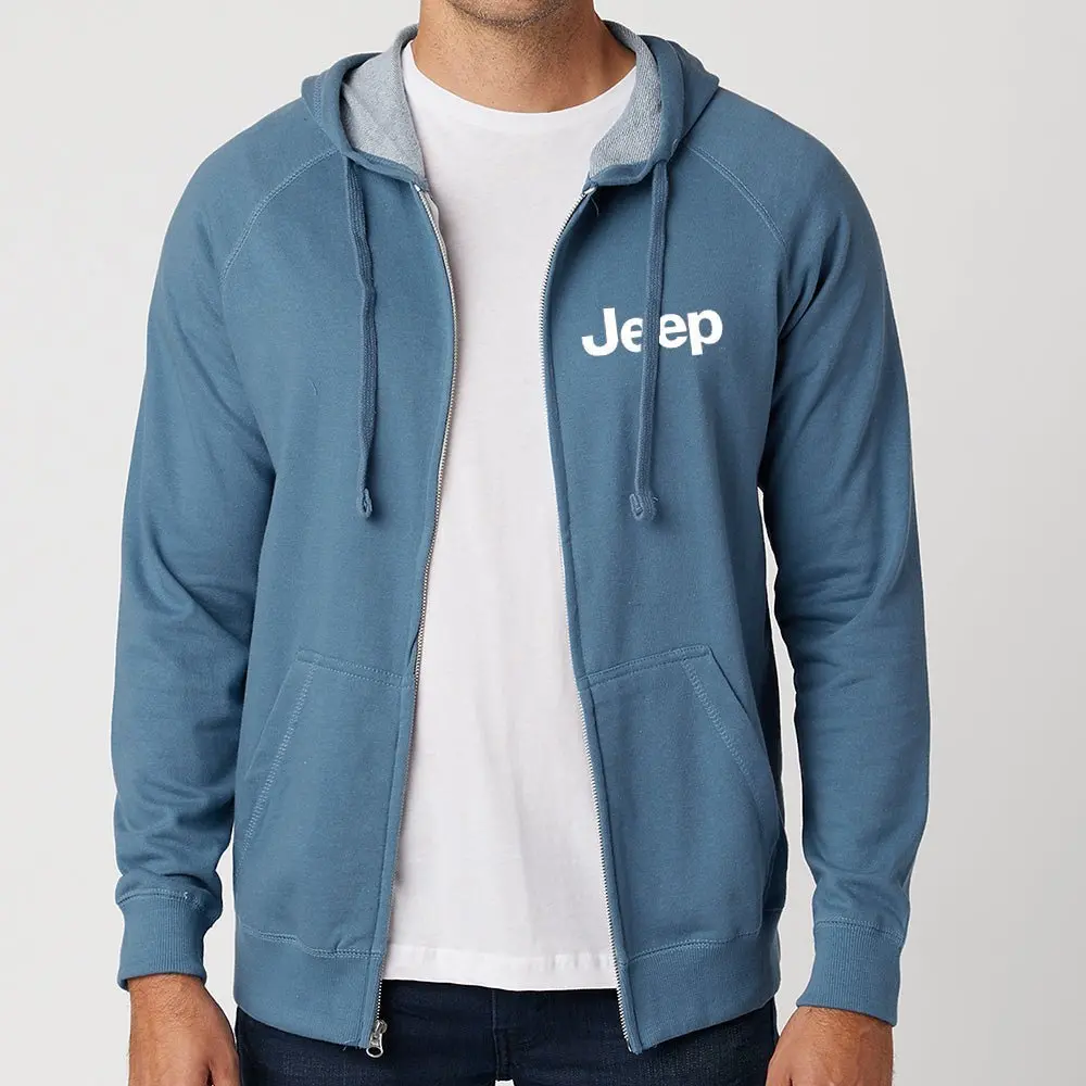 Mens Jeep® Text Zip French Terry Hooded Sweatshirt 1