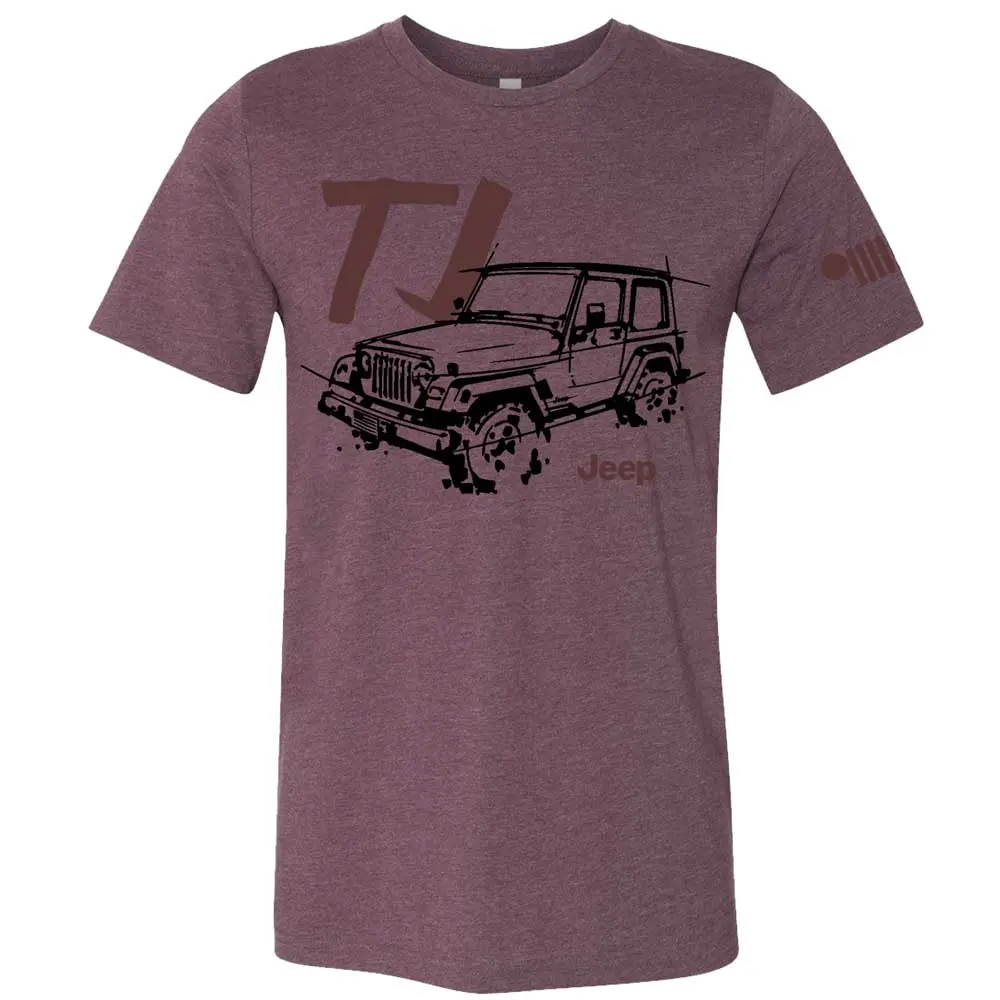 Mens T-Shirt Jeep® Tj Wrangler - Ldd Series - Triblend Burgundy 1