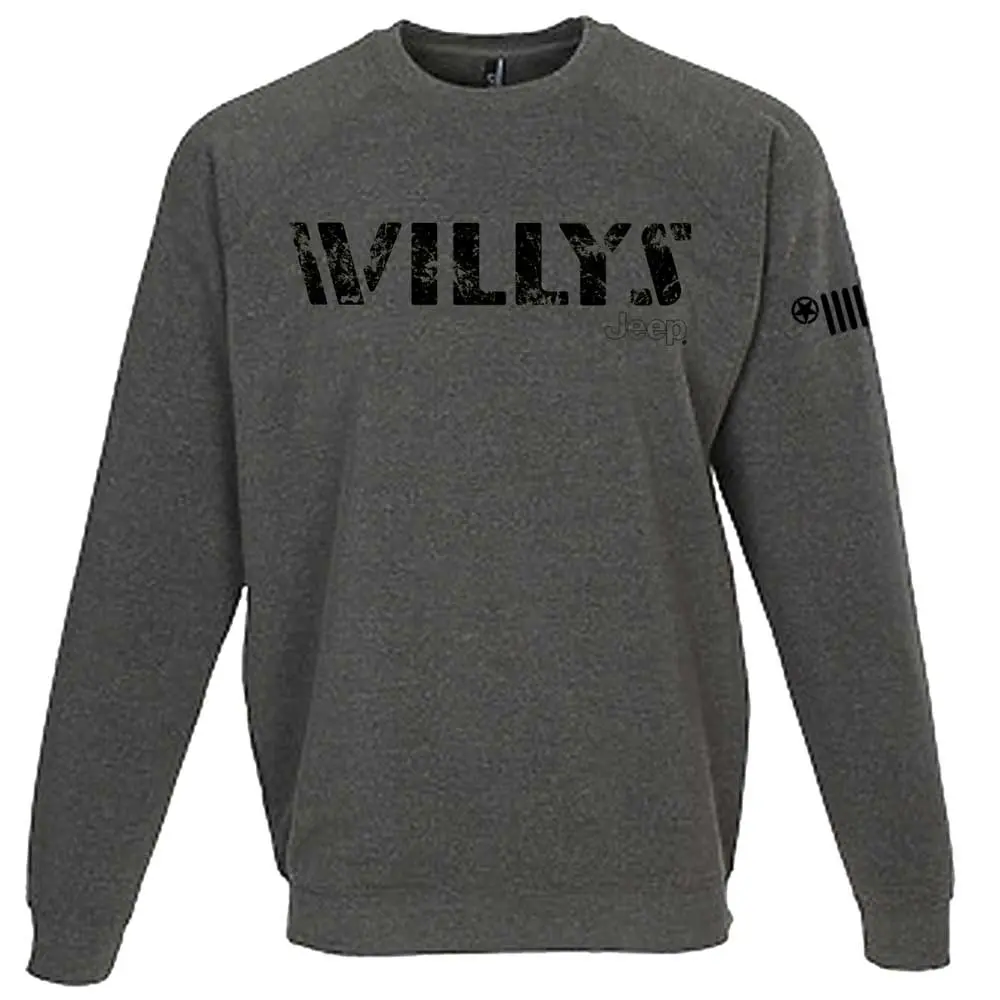 Mens Jeep® Willys Crew Sweatshirt - Heather Charcoal 1