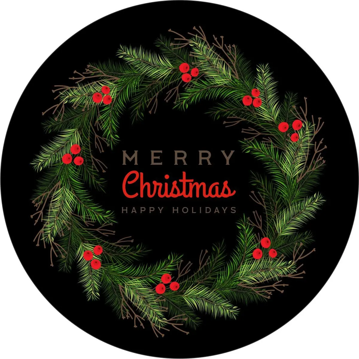 Merry Christmas Wreath Spare Tire Cover - Jeep, Bronco, Rv, Camper & More 1