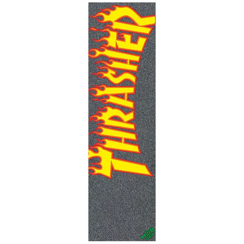 Mob X Thrasher Flame Logo Skateboard Grip Tape - Black 1