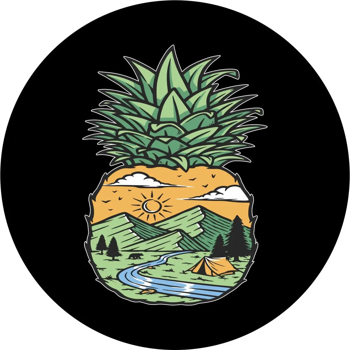 Mountain & River Inside Pineapple Spare Tire Cover For Jeep, Bronco, Rv, Camper, & More 1