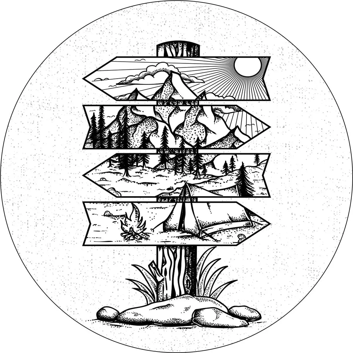 Mountains Sign Unique Spare Tire Cover For Jeep, Broncos, Rv, Campers, & More 1