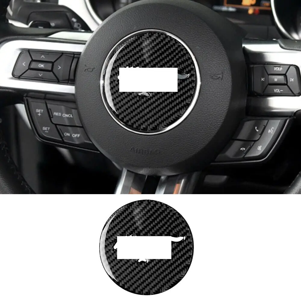 Mustang 15-23 Carbon Fiber Steering Wheel Center Trim 1