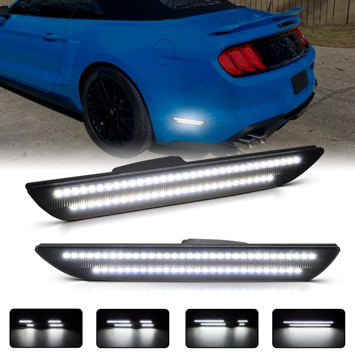 Mustang 15-23 Rear Dynamic Smoked Led Side Markers 1