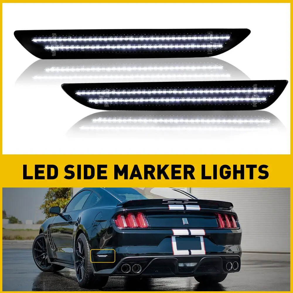 Mustang 15-23 Rear Smoked Led Side Markers 1
