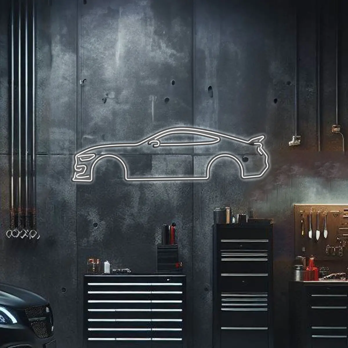 Mustang Shelby Gt500 Metal Neon Car Wall Art - Mtn0028 1