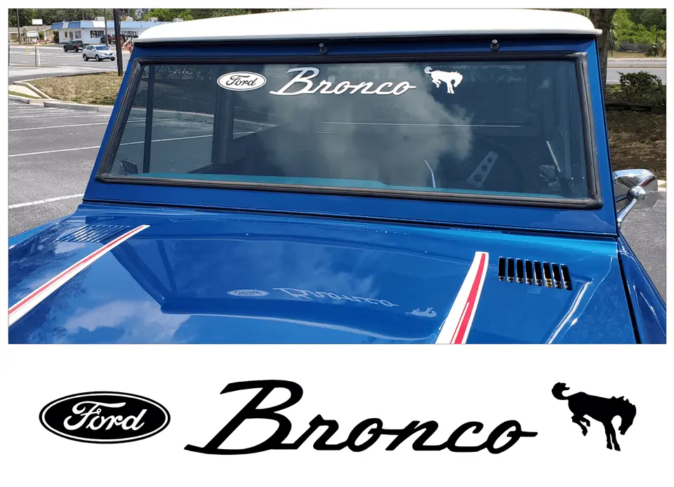 Ford Bronco Windshield Decal With Ford Oval And Horse - 3.75" X 30" 1